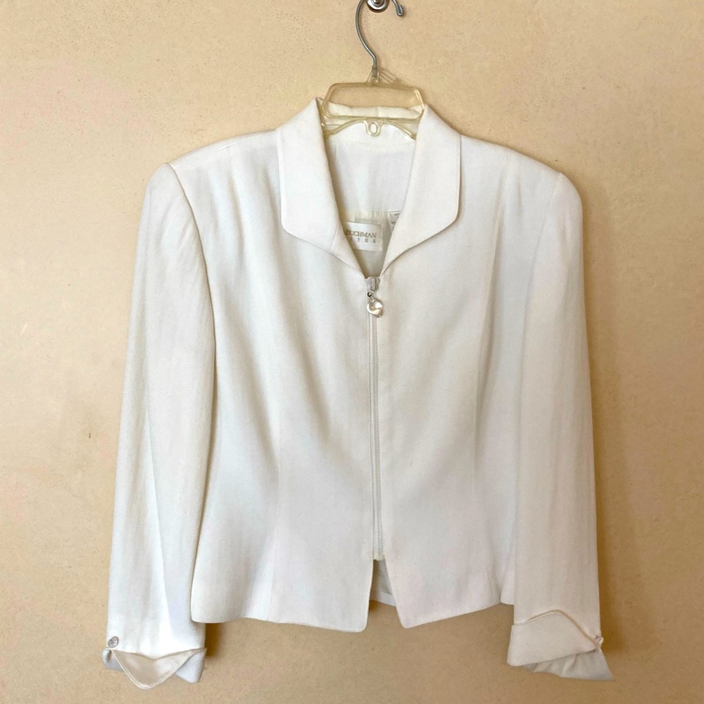 Vintage Dana Buchanan petites zippered jacket in white size 10P